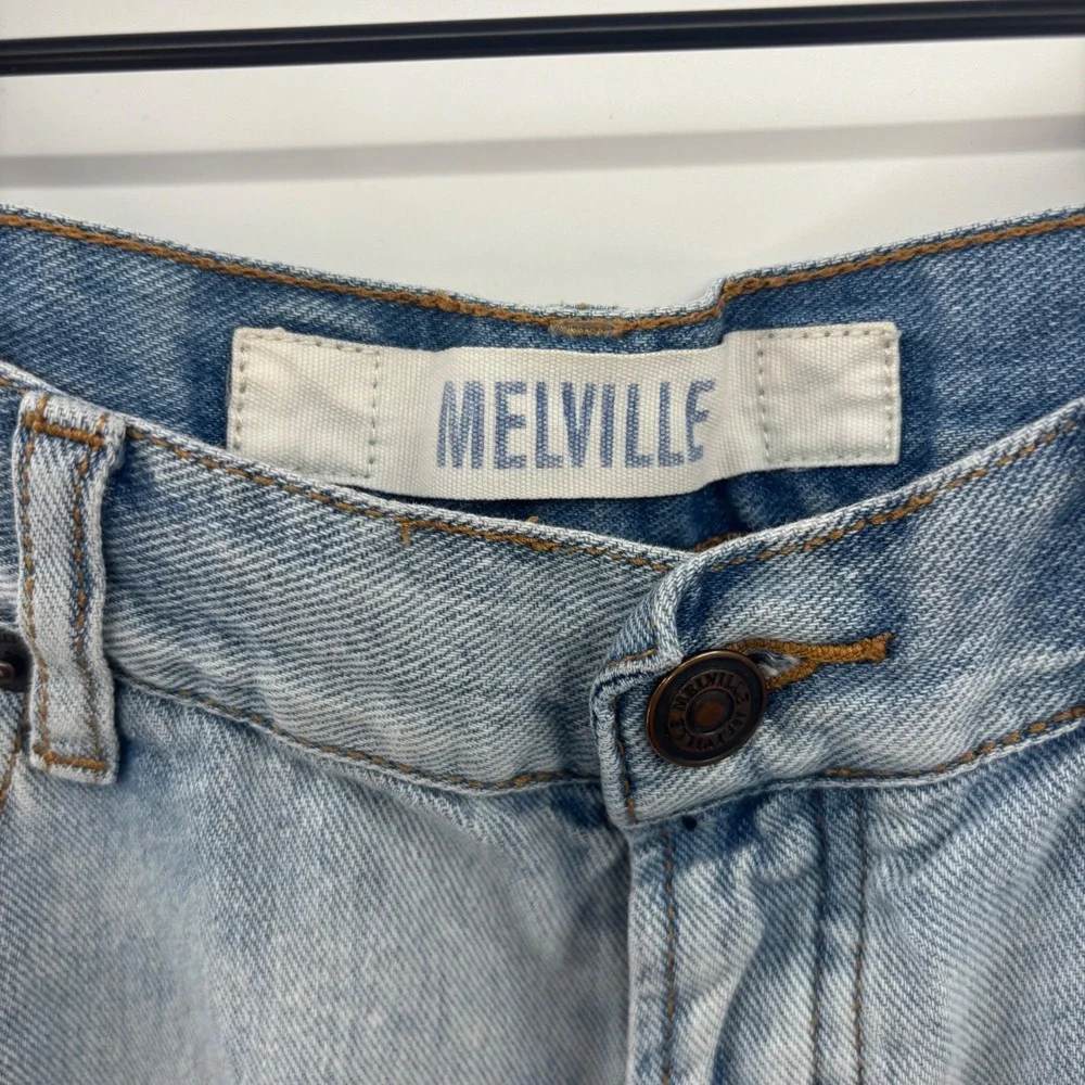 Brandy‎ Melville Distressed Jeans Womens 25 Light Wash Button Fly Boho 90s Y2K